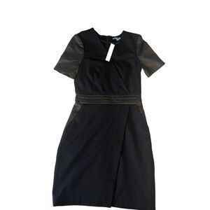 NWT-Antonio Melani Luxury Corinne Black Leather Dress Pockets Size 2